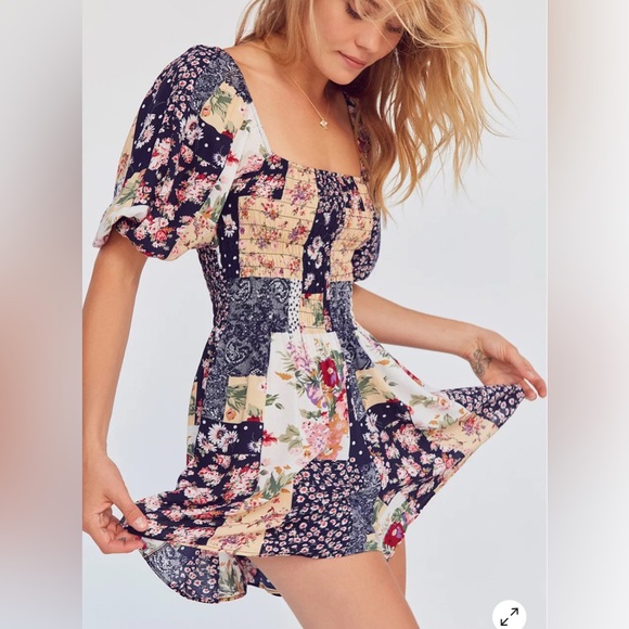 Kimchi Blue Patsy Smocked Patchwork Playsuit - Picture 4 of 7